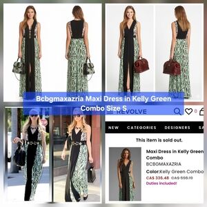 Bcbgmaxazria Maxi Dress in Kelly Green Combination Size S
